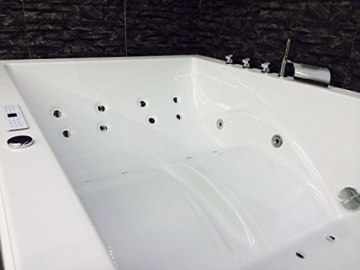 Doppel Whirlpool Badewanne Olymp MADE IN GERMANY 190 x 140 cm mit 24 Massage Düsen + LED Beleuchtung / Licht + Heizung + Ozon Desinfektion + Balboa / DHW + OHNE Armaturen Eckwanne rechts oder links Jakuzzi Eckbadewanne günstig - 3