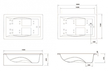 Doppel Whirlpool Badewanne Olymp MADE IN GERMANY 190 x 140 cm mit 24 Massage Düsen + LED Beleuchtung / Licht + Heizung + Ozon Desinfektion + Balboa / DHW + OHNE Armaturen Eckwanne rechts oder links Jakuzzi Eckbadewanne günstig - 6