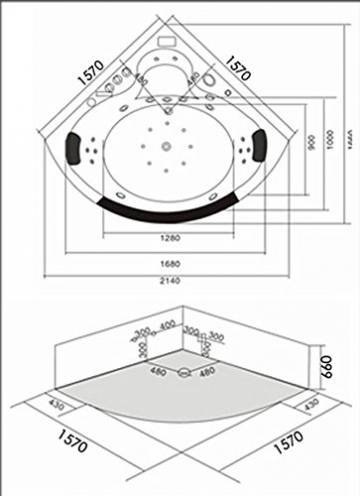 LUXUS4HOME Design Eckbadewanne 