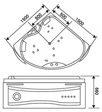 Luxus4Home Eckwhirlpool 150 x 150 cm 2 Pers. 