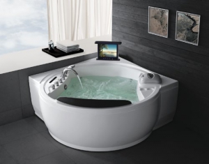 Mega Angebot! Whirlpool Badewanne C640 Eckwhirlpool Whirlwanne mit TV, Heizung, 38 Düsen - 1