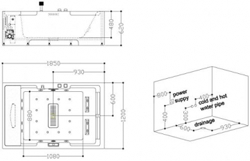 Whirlpool Angebot! Badewanne M1101B mit TV Whirlwanne Vollausstattung Heizung - 5