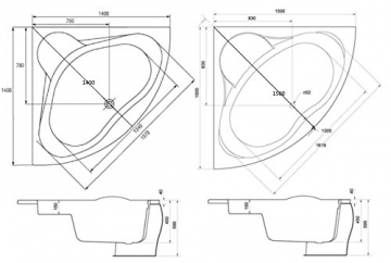 Whirlpool Badewanne Karibik Basic MADE IN GERMANY 140 x 140 + 150 x 150 cm mit 13 Massage Düsen + Unterwasser Beleuchtung / Licht + Balboa + MIT Armaturen Eckwanne Jakuzzi Spa runde Eckbadewanne innen günstig - 8