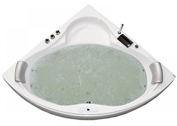 Whirlpool Badewanne Karibik Basic MADE IN GERMANY 140 x 140 + 150 x 150 cm mit 13 Massage Düsen + Unterwasser Beleuchtung / Licht + Balboa + MIT Armaturen Eckwanne Jakuzzi Spa runde Eckbadewanne innen günstig - 9