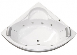 Whirlpool Badewanne Karibik Basic MADE IN GERMANY 140 x 140 + 150 x 150 cm mit 13 Massage Düsen + Unterwasser Beleuchtung / Licht + Balboa + OHNE Armaturen Eckwanne Jakuzzi Spa runde Eckbadewanne innen günstig - 1