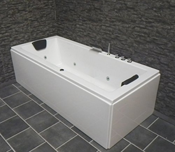 Whirlpool Badewanne Venedig MADE IN GERMANY rechts oder links 150 / 160 / 170 x 75 cm mit 6 Massage Düsen + MIT Armaturen Eckwanne Jakuzzi Spa runde rechte / linke Eckbadewanne innen günstig - 2