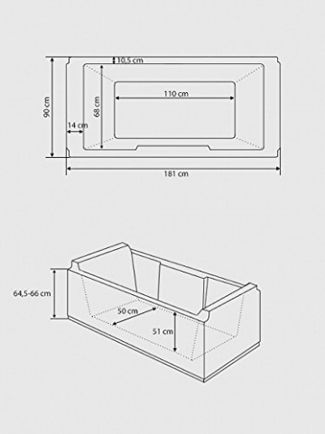 Whirlpool Eck Badewanne Nizza rechts oder links mit 6 Massage Düsen + LED Beleuchtung / Licht Sprudelbad Hot Tub Eckwanne innen super günstig - 4