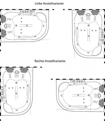 Whirlpool Eckbadewanne Badewanne Eckwhirlpool 2 Personen Jacuzzi Links - 4